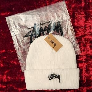 NWT Stussy Cuffed Beanie White